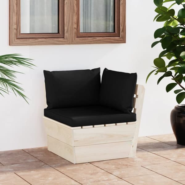 Hörnsektion med dynor till pallsoffa impregnerat granträ
