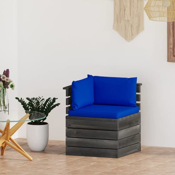 Hörnsektion med dynor till pallsoffa furu
