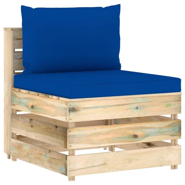 Mittensektion med dynor till pallsoffa tryckimpregnerat trä