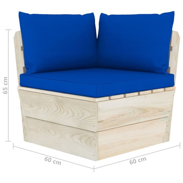 Hörnsektion med dynor till pallsoffa impregnerat granträ