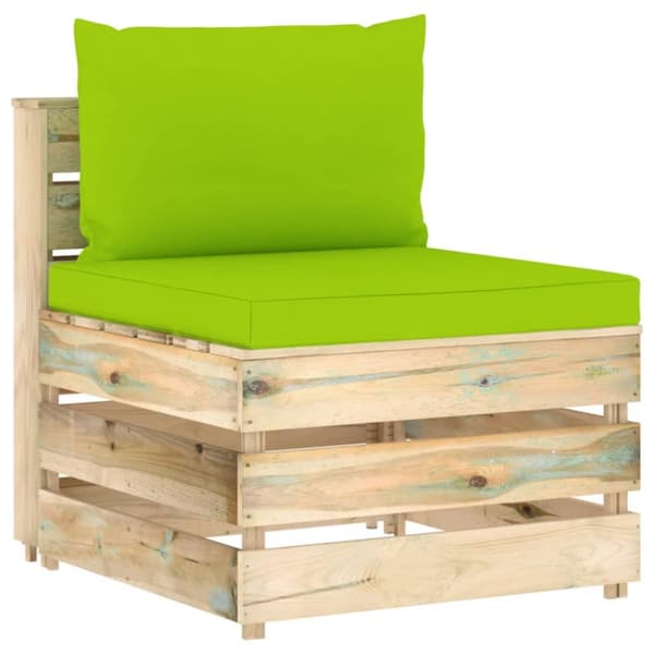 Mittensektion med dynor till pallsoffa tryckimpregnerat trä