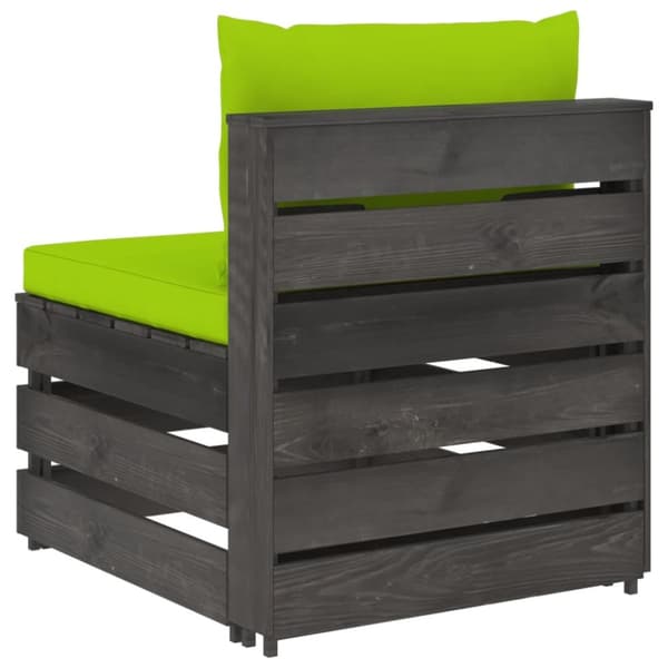 Mittensektion med dynor till pallsoffa grå impregnerat trä