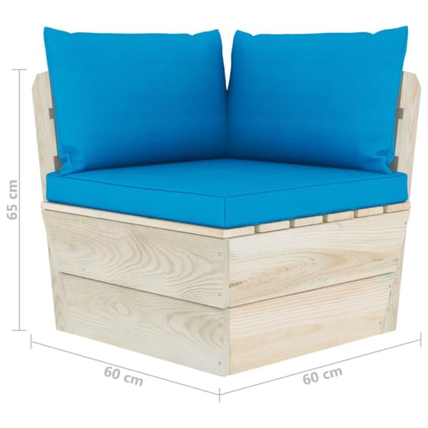 Hörnsektion med dynor till pallsoffa impregnerat granträ