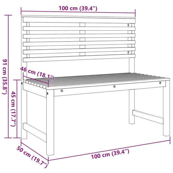 vidaXL Hagebenk 100x50x91 cm Solid Akasietre