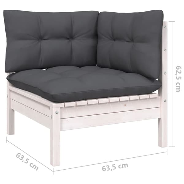 Loungegrupp med dynor 3 delar vit massiv furu
