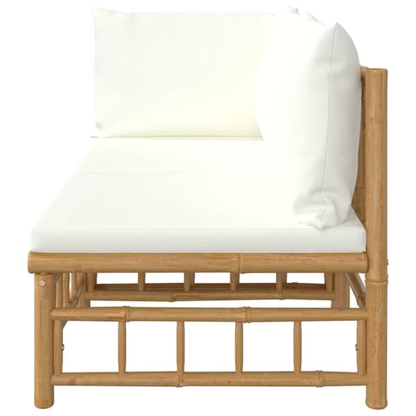 Loungegrupp för trädgården med gräddvita dynor 2 delar bambu