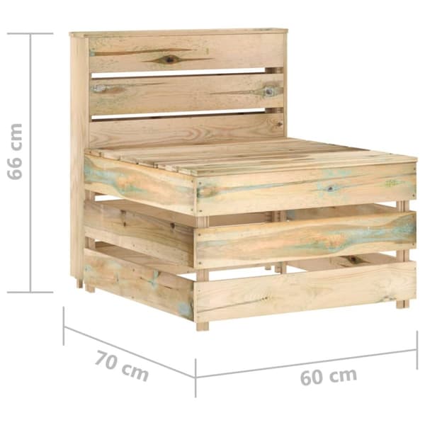 Mittensektion till pallsoffa impregnerad furu