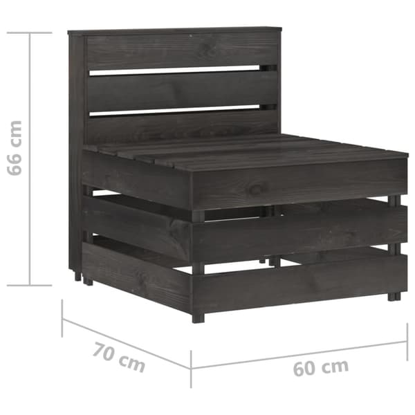 Mittensektion till pallsoffa grå tryckimpregnerad furu