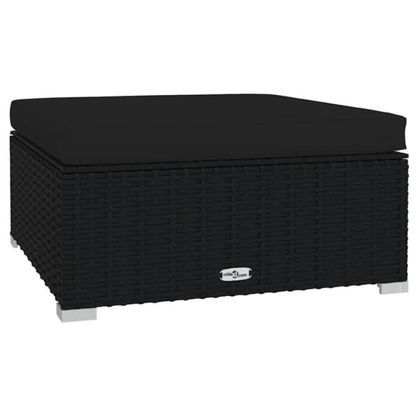 Fotpall med dyna konstrotting svart 70x70x30 cm