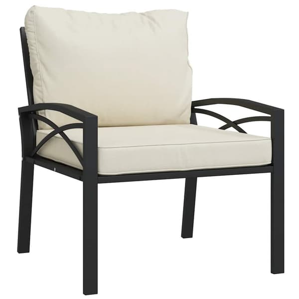 Trädgårdsstol med sandfärgade dynor 68x76x79 cm stål