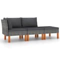 Miniatyrbild 1 av 2: Loungegrupp 3 delar konstrotting och massivt eukalyptusträ