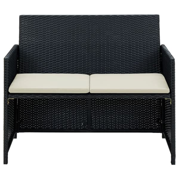 vidaXL 2-personers havesofa med hynder sort polyrattan