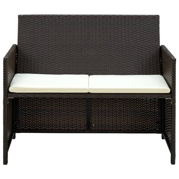vidaXL 2-personers havesofa med hynder brun polyrattan