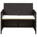 Miniatyrbillede 2 af 4: vidaXL 2-personers havesofa med hynder brun polyrattan