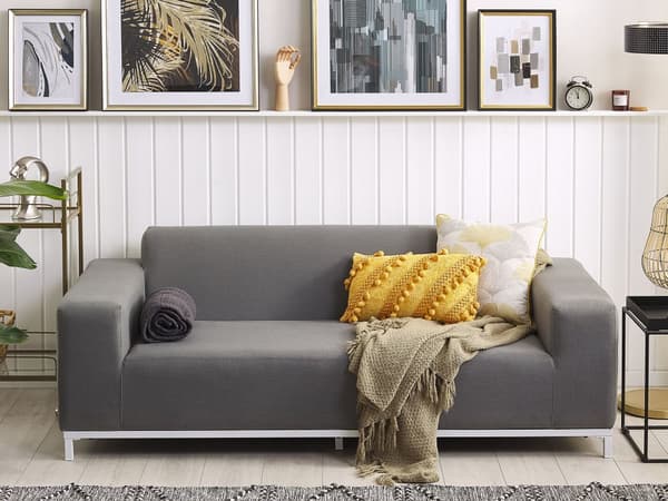 Ulkosohva harmaa polyesteriä 182 x 66 x 84 cm metallijalat ulkokäyttöön moderni tyyli