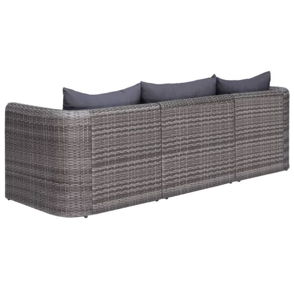 vidaXL havesofasæt i 3 dele med hynder polyrattan grå