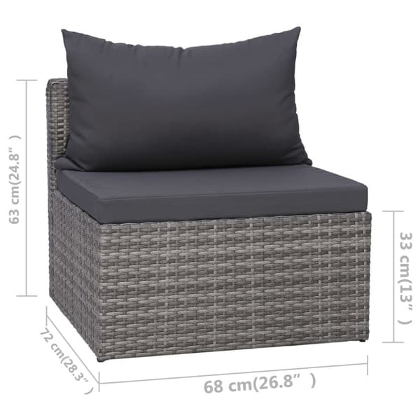 vidaXL havesofasæt i 3 dele med hynder polyrattan grå