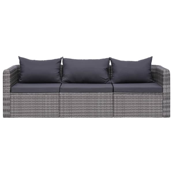 vidaXL havesofasæt i 3 dele med hynder polyrattan grå
