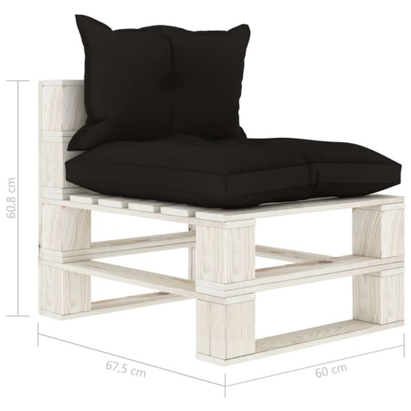 vidaXL Pallsoffa mittensektion med svarta dynor trä