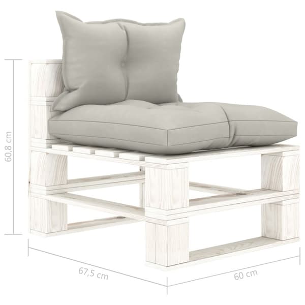 vidaXL Pallsoffa mittensektion med taupefärgade dynor trä