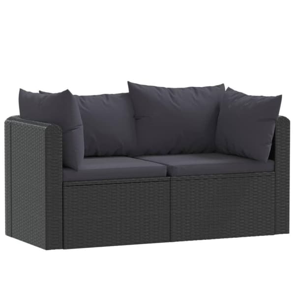 vidaXL havesofasæt 2 dele med hynder polyrattan sort