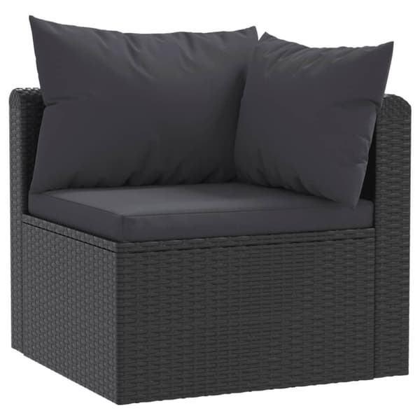 vidaXL havesofasæt 2 dele med hynder polyrattan sort