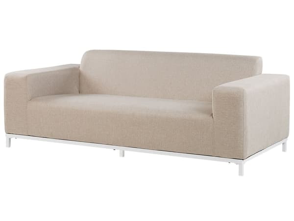 Havesofa Beige Polyester 3 Personers Moderne Loungesofa Udendørs Nonwood Vedligeholdelsesfri Havemøbler Quickdry Skum Vandtætte Hynder