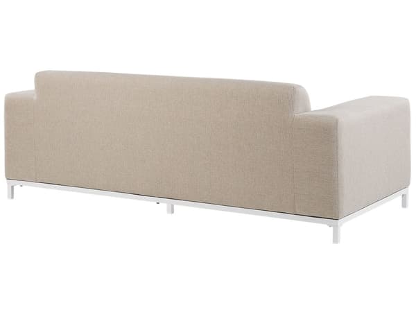 Havesofa Beige Polyester 3 Personers Moderne Loungesofa Udendørs Nonwood Vedligeholdelsesfri Havemøbler Quickdry Skum Vandtætte Hynder