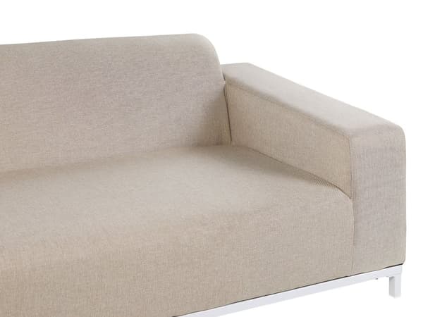 Havesofa Beige Polyester 3 Personers Moderne Loungesofa Udendørs Nonwood Vedligeholdelsesfri Havemøbler Quickdry Skum Vandtætte Hynder