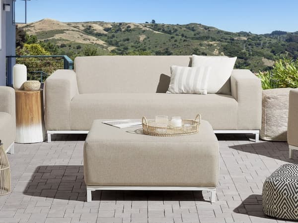 Havesofa Beige Polyester 3 Personers Moderne Loungesofa Udendørs Nonwood Vedligeholdelsesfri Havemøbler Quickdry Skum Vandtætte Hynder