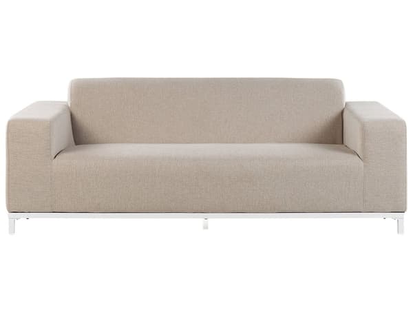 Havesofa Beige Polyester 3 Personers Moderne Loungesofa Udendørs Nonwood Vedligeholdelsesfri Havemøbler Quickdry Skum Vandtætte Hynder