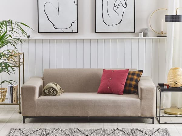 Ulkosohva beige polyesteriä 182 x 66 x 84 cm metallijalat ulkokäyttöön moderni tyyli