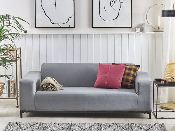 Havesofa Grå Sort 3 Personers Moderne Loungesofa Udendørs Nonwood Vedligeholdelsesfri Havemøbler Quickdry Skum Vandtætte Hynder til Have