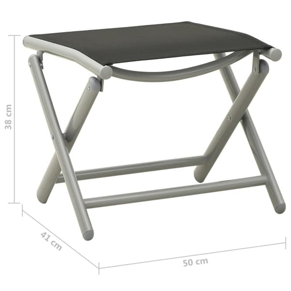 vidaXL foldbar fodskammel textilene og aluminium sort og sølvfarvet