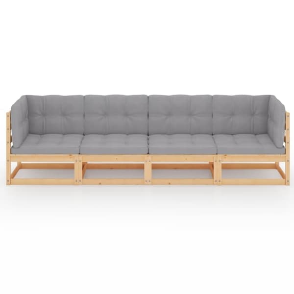 vidaXL Hagesofa med puter 4-seters heltre furu
