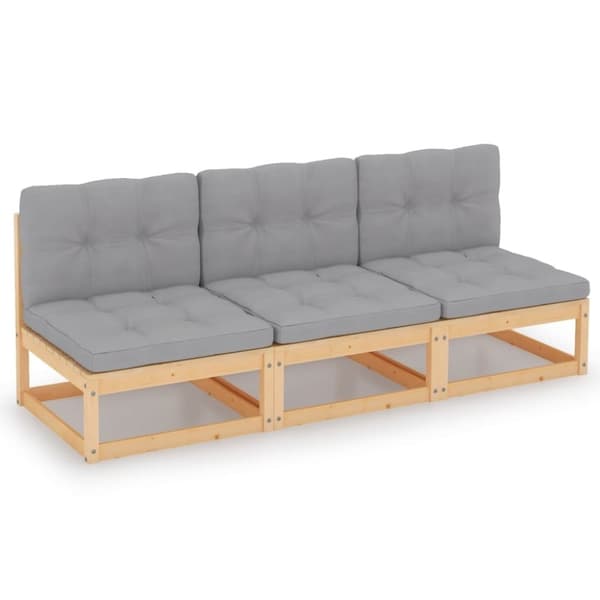 vidaXL Sofa med puter 3-seters heltre furu