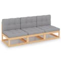 Miniatyrbilde 1 av 8: vidaXL Sofa med puter 3-seters heltre furu