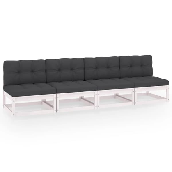 vidaXL 4-personers sofa med hynder massivt fyrretræ