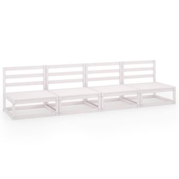 vidaXL 4-seters hagesofa hvit heltre furu