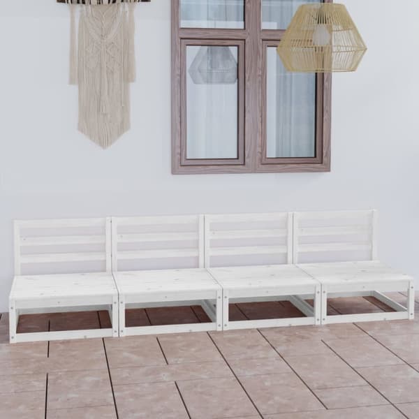vidaXL 4-seters hagesofa hvit heltre furu