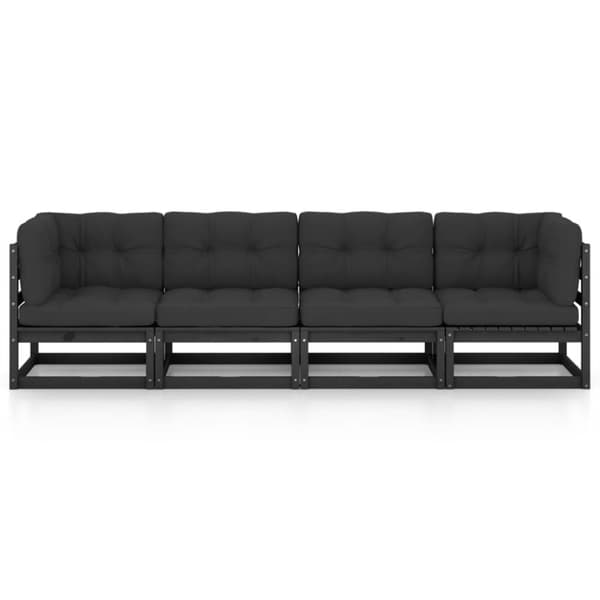 vidaXL Hagesofa med puter 4-seters heltre furu