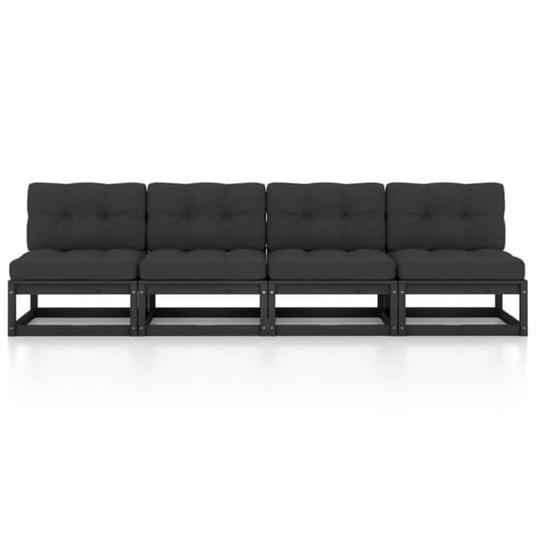 vidaXL Hagesofa med puter 4-seters heltre furu