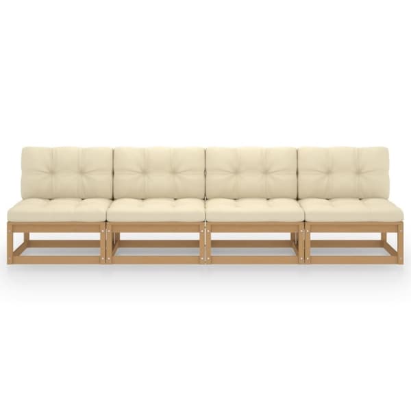 vidaXL Hagesofa med puter 4-seters heltre furu