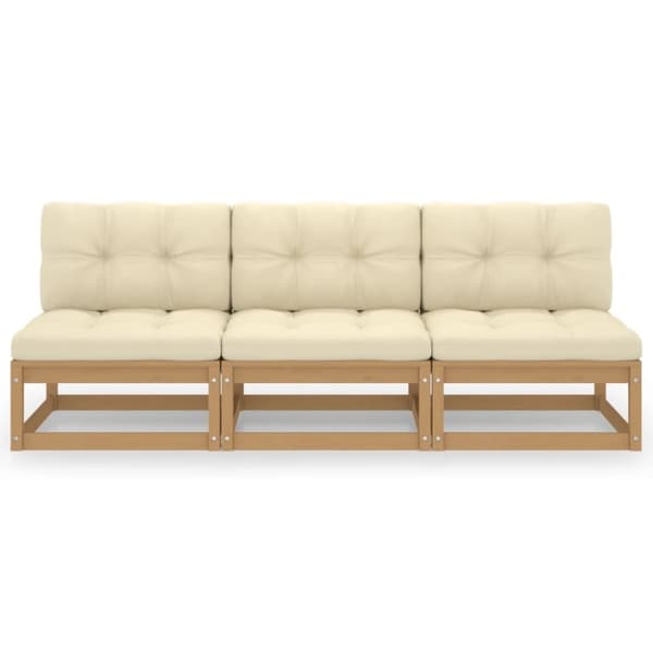 vidaXL Sofa med puter 3-seters heltre furu