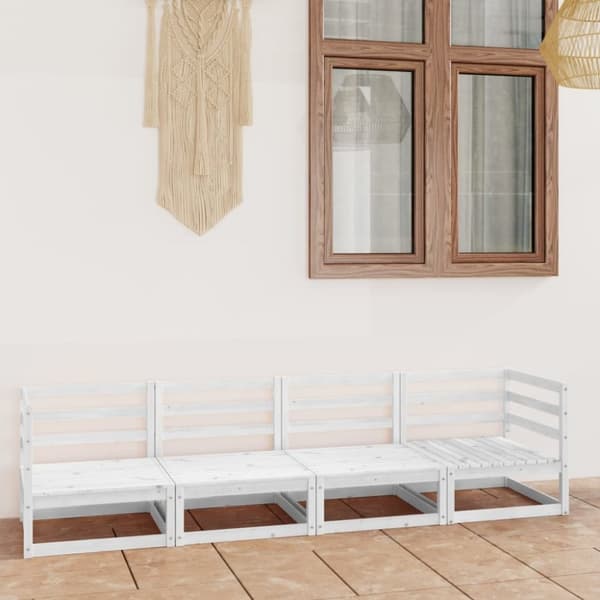 vidaXL 4-personers havesofa massivt fyrretræ hvid