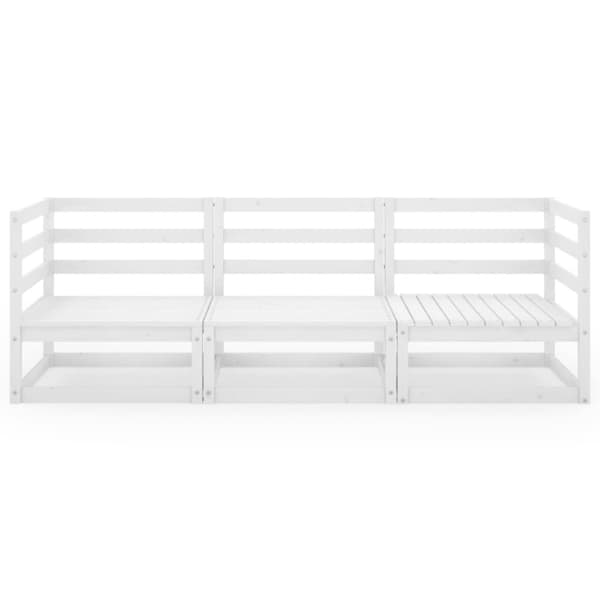 vidaXL 3-seters hagesofa hvit heltre furu