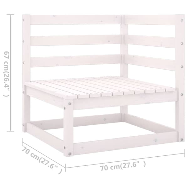 vidaXL 3-seters hagesofa hvit heltre furu