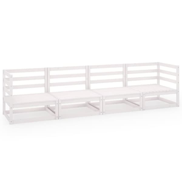 vidaXL 4-seters hagesofa hvit heltre furu