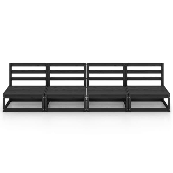 vidaXL 4-seters hagesofa svart heltre furu