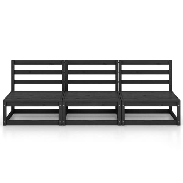 vidaXL 3-personers havesofa massivt fyrretræ sort
